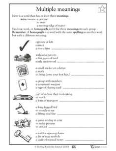 Multiple Meaning Words Worksheet 2nd Grade