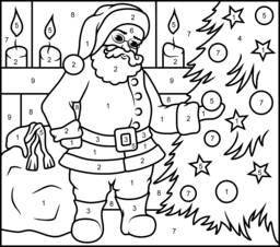 Santa Color by Number Pages Printable