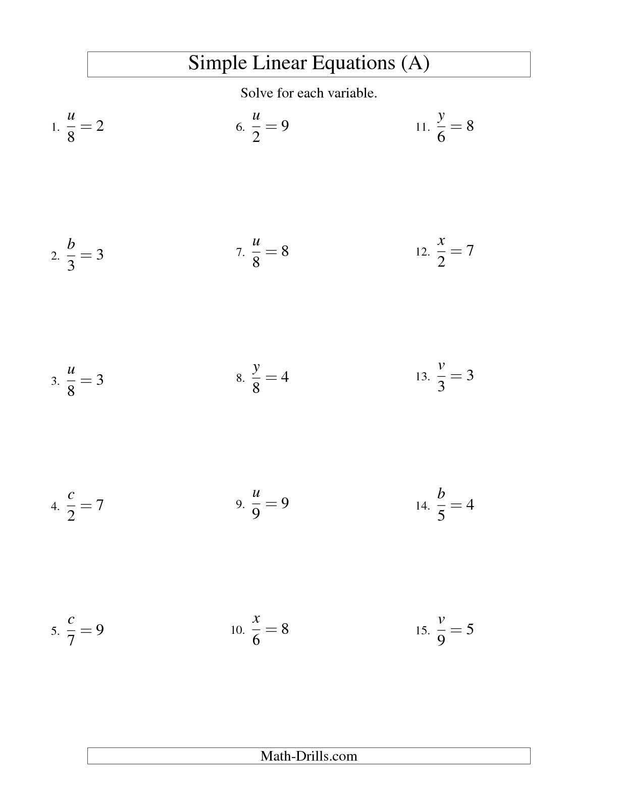 13 Best Images of Algebra Linear Equations Worksheet - Solve Math