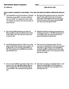 Systems of Linear Equations Word Problems