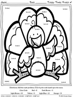 Thanksgiving Multiplication Math Coloring Pages Sketch Coloring Page