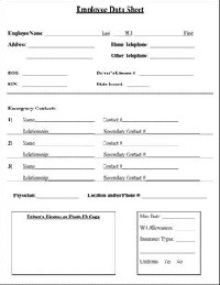 Employee Emergency Contact Information Form