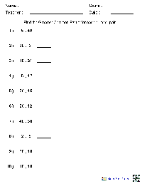 Greatest Common Factor 6th Grade Math Worksheet