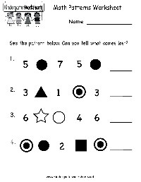 Kindergarten Pattern Worksheets Printables