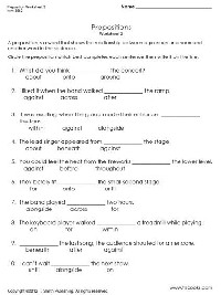 Printable Preposition Worksheets 6th Grade