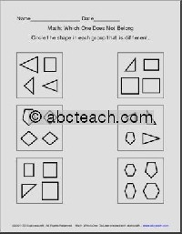 Which Shape Does Not Belong Worksheet Kindergarten