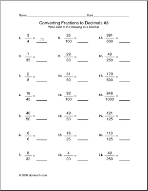 6th Grade Math Worksheets Fractions Decimals