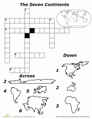 7 Continents Crossword Puzzle