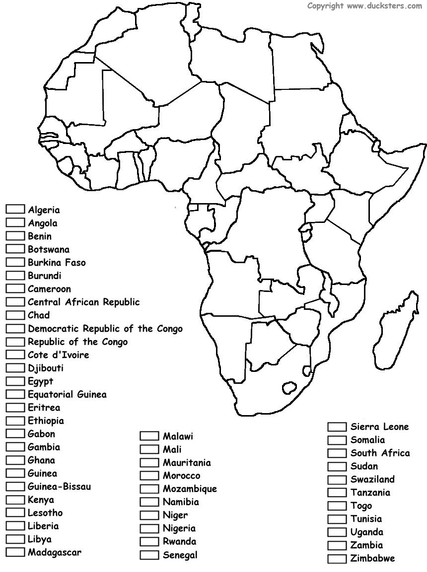 Africa Worksheets