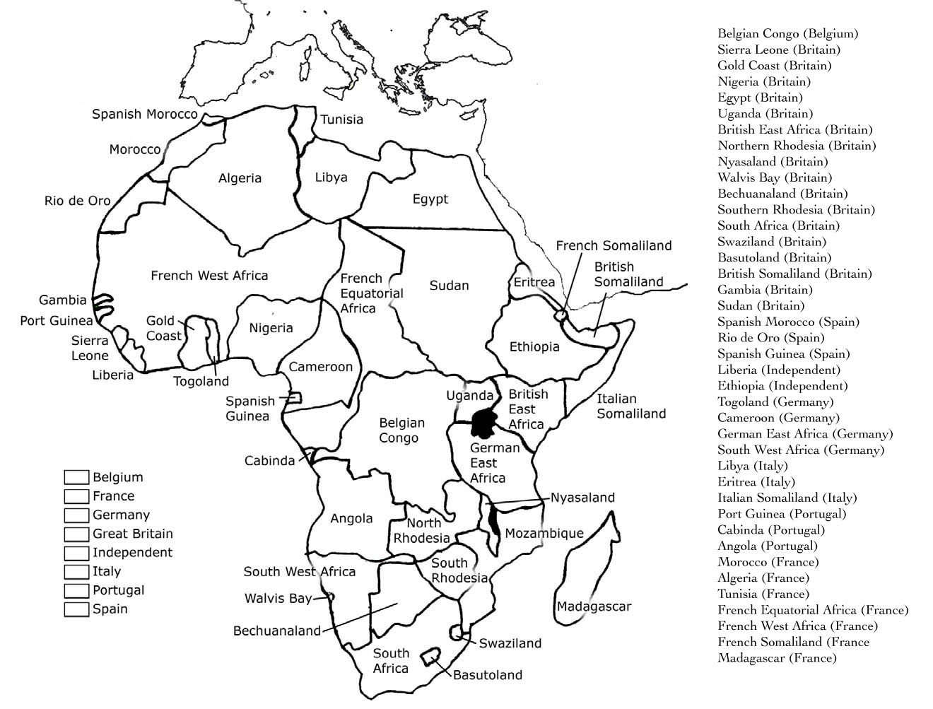 Africa Imperialism Map Worksheet