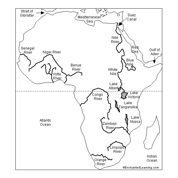 Africa Physical Features Outline Map Blank