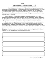 Functions of Government Worksheet 2nd Grade