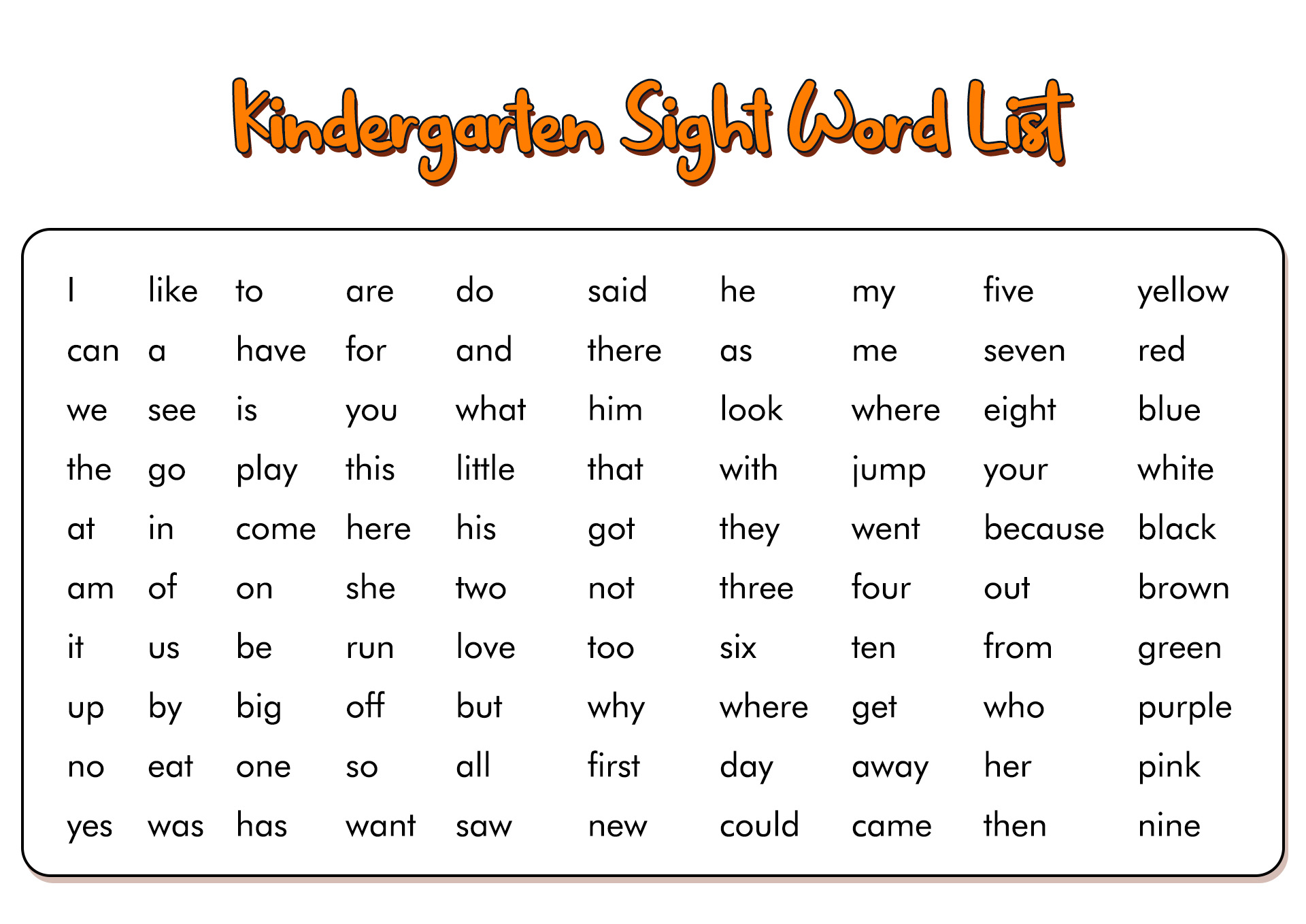 14 Best Images Of First 100 Sight Words Printable Worksheets First