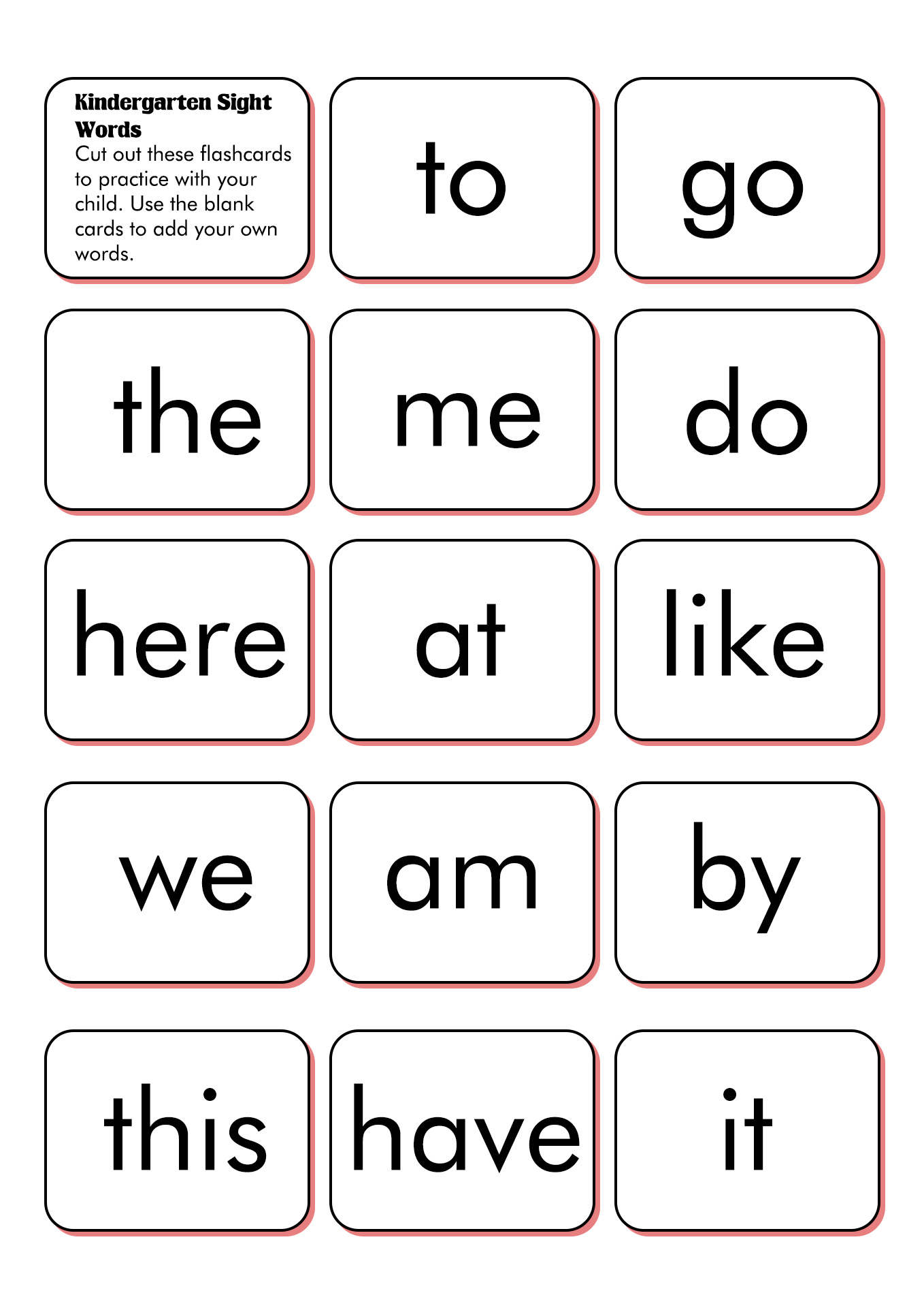 kindergarten-sight-words-printable