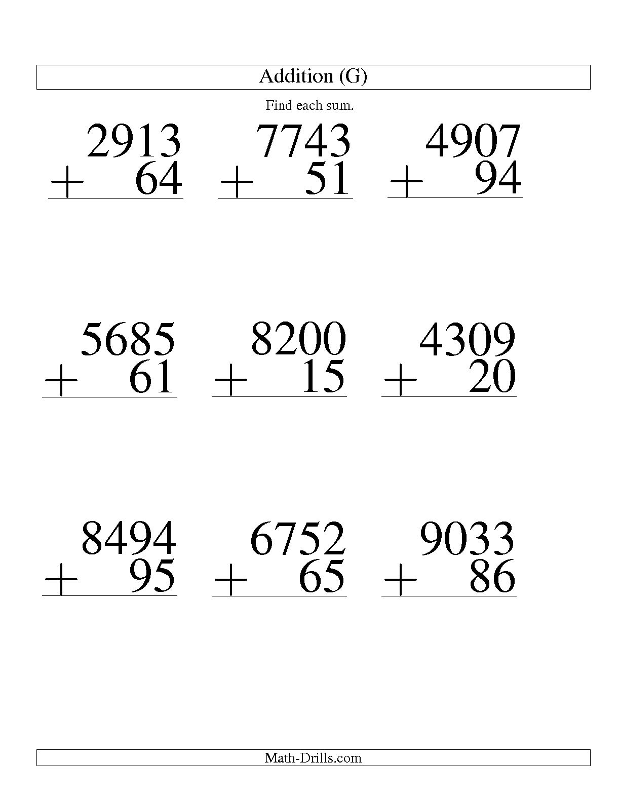 13 Best Images Of Large Print Math Worksheets Addition Math Addition