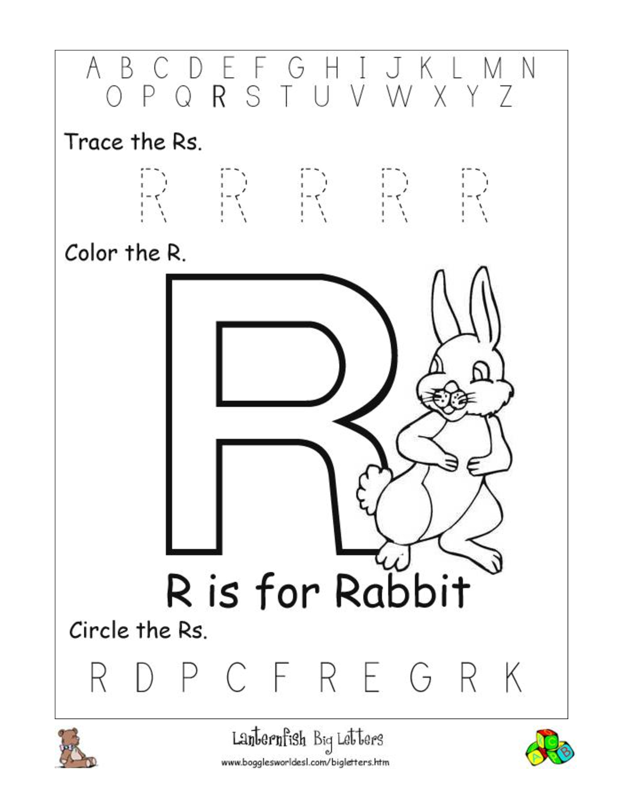Letter R Preschool Worksheets Alphabet