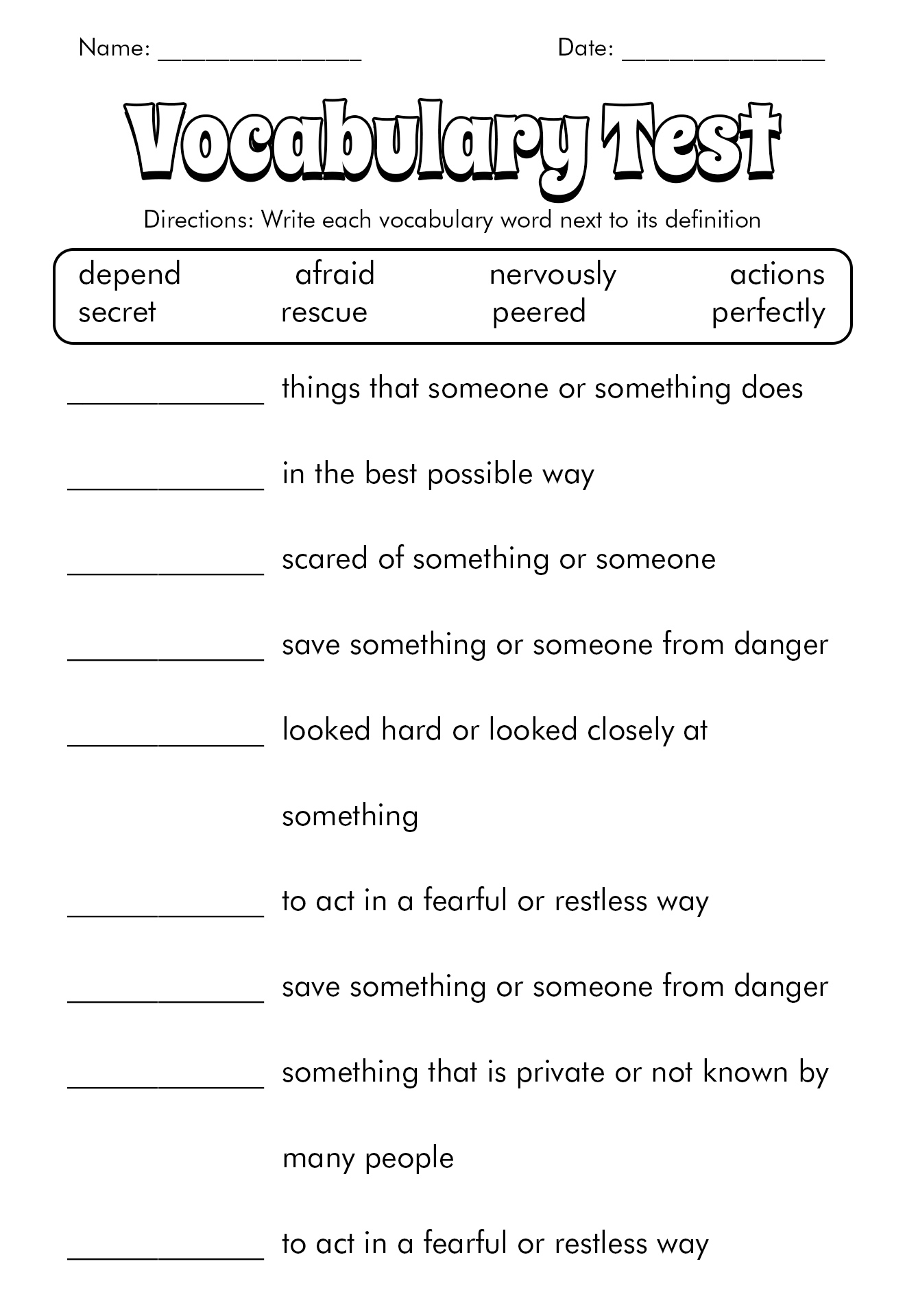 14 Best Images of Vocabulary Matching Worksheet Template ...