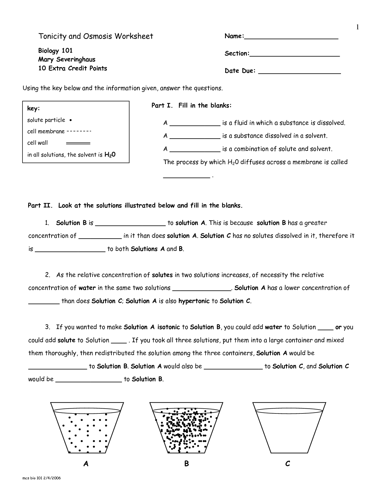 Diffusion And Osmosis Worksheet