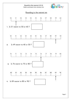 Rounding Numbers to the Nearest 10 Worksheet