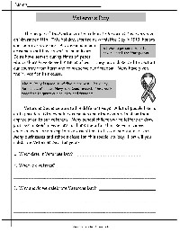 Veterans Day Informational Text Worksheets