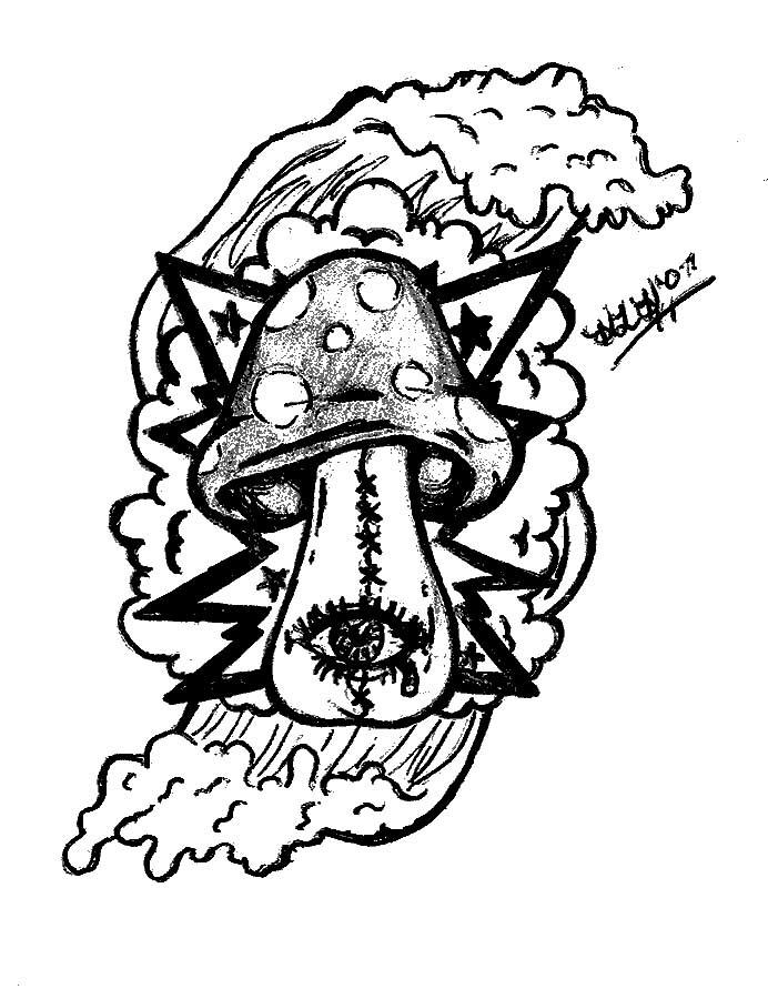 Trippy Mushroom Tattoo Designs
