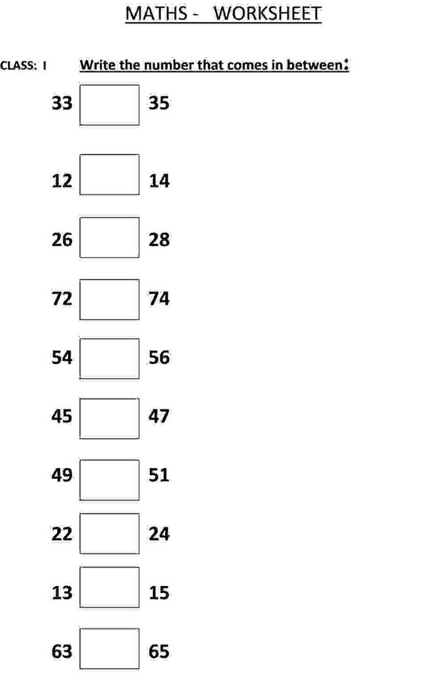 Write the Number That Comes Between Worksheet