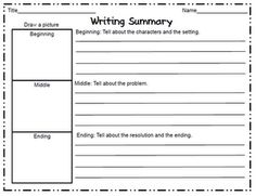 Writing Summaries for Kids Worksheets