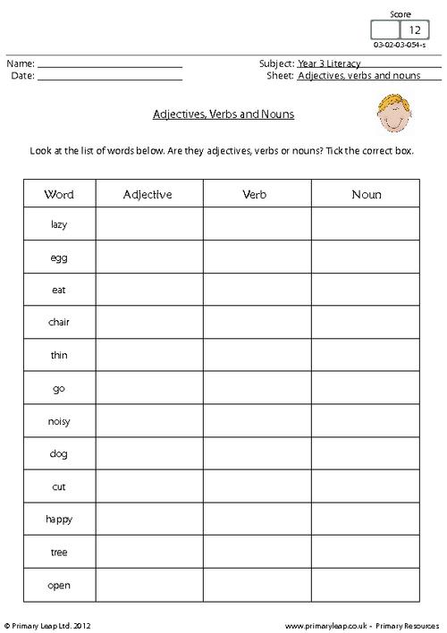 15 Best Images Of Nouns And Adjectives Worksheets Identifying Nouns Verbs Adjectives
