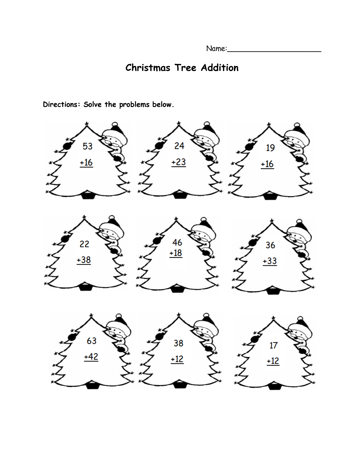 Christmas Addition Worksheet