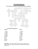 Contractions Crossword Puzzle