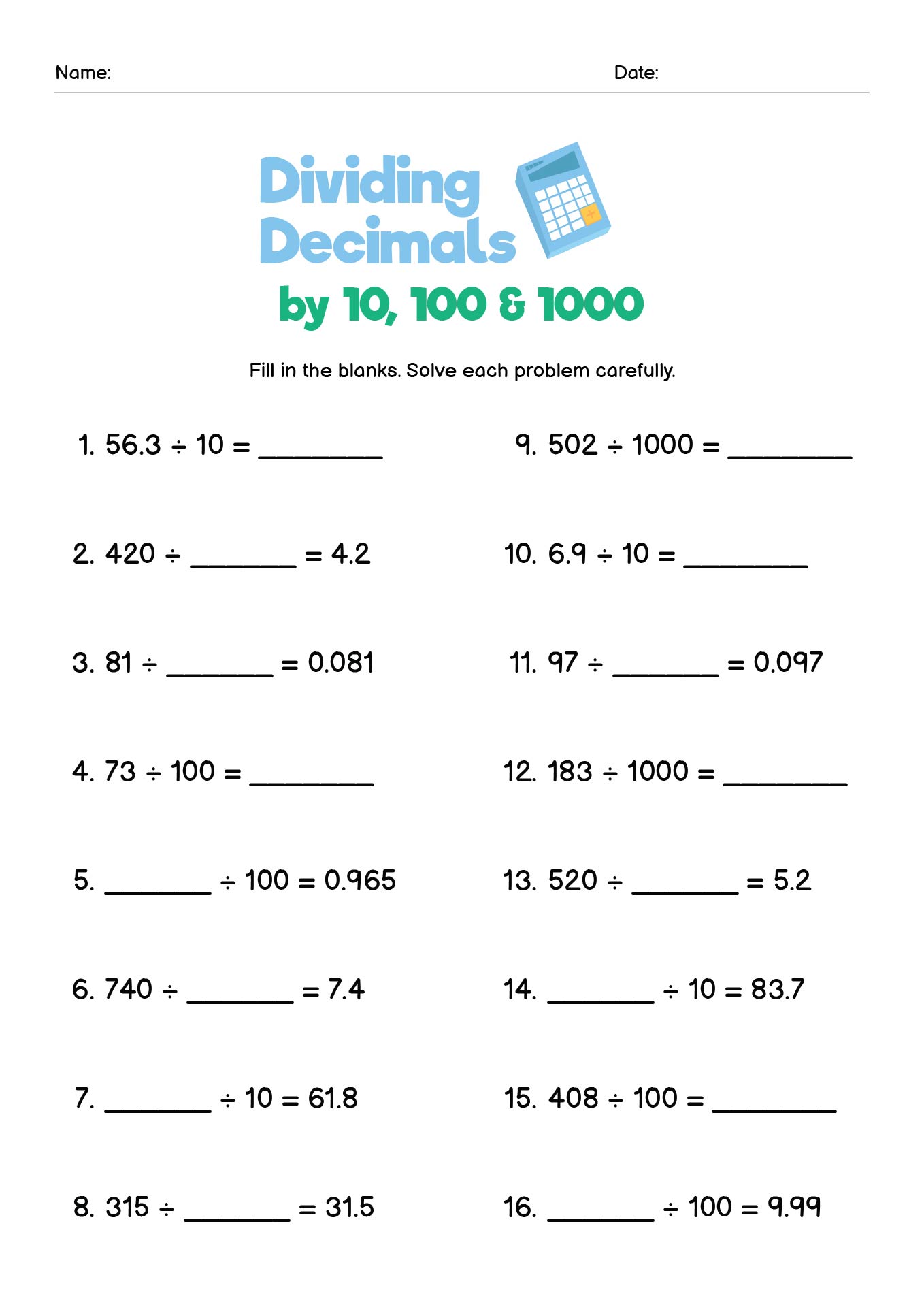 8 Best Images Of Dividing Decimals Worksheet Free Printable Decimal Division Worksheets 