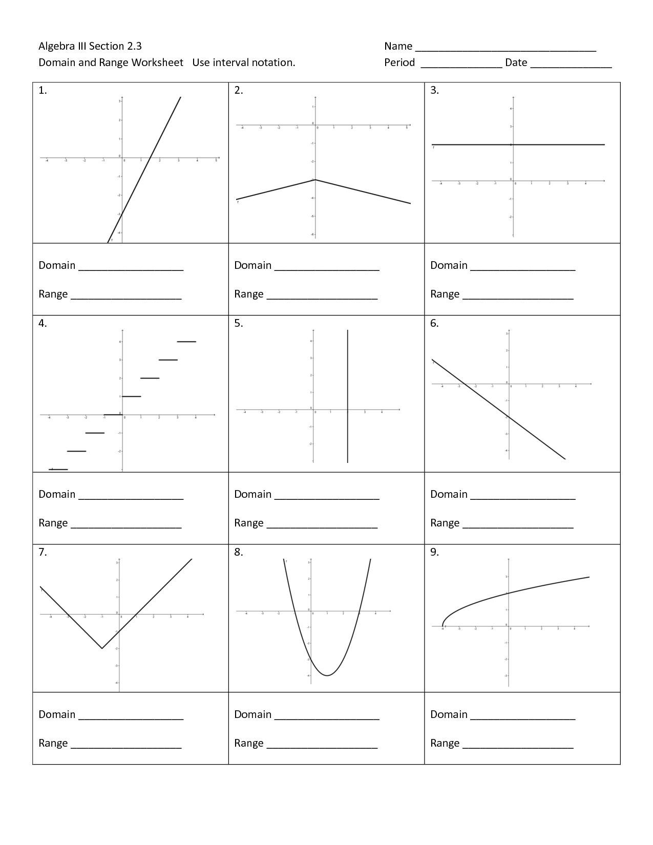 8 Best Images of Domain Range Graph Worksheet  Domain Range Graph Worksheet with Answers 