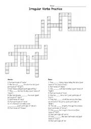 Irregular Verb Crossword Puzzle