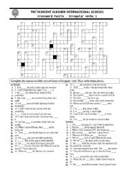 Irregular Verbs Crossword Puzzle Printable
