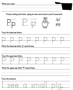 Letter P Handwriting Worksheets