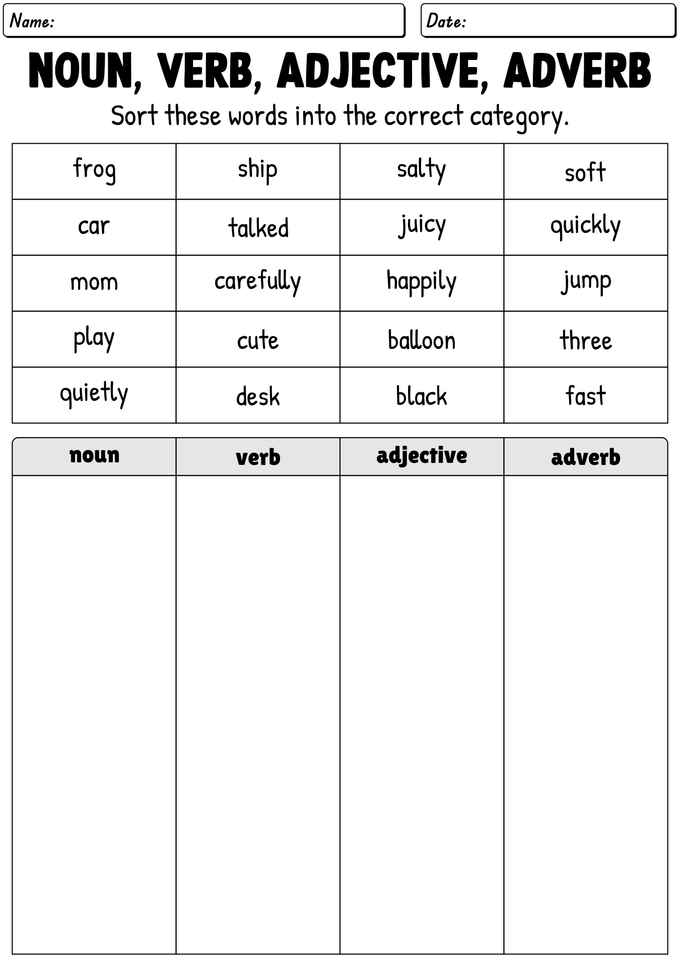 Adjective Adverb Practice Worksheet