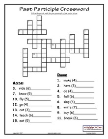 Past Tense Crossword Puzzle