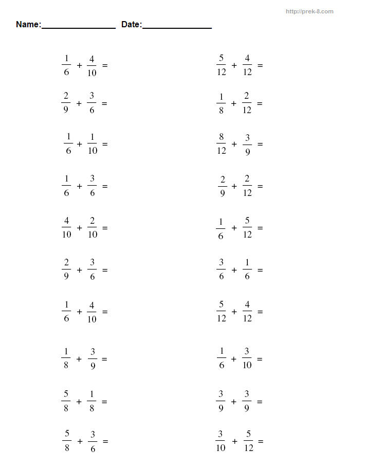 12 Images of 3rd Grade Fraction Worksheets