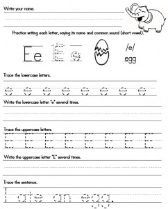 Printable Letter E Handwriting Worksheets