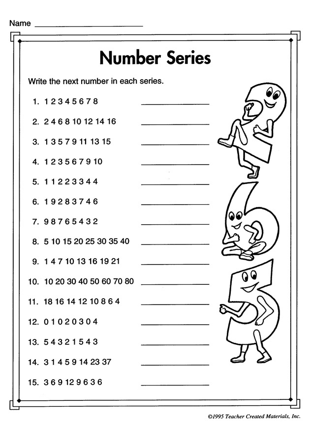 Simple Number Pattern Math Worksheets Printable