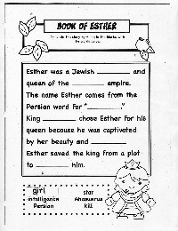 Esther Bible Study Worksheets for Kids