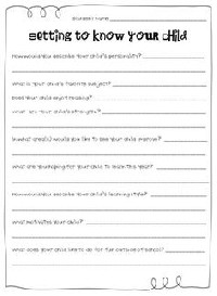 Getting to Know Your Child Survey