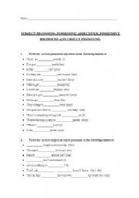 Subject Object Possessive Pronouns Worksheets