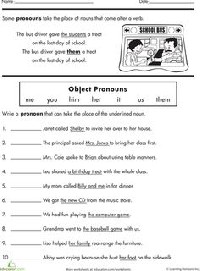 Subject Pronouns Worksheet 4th Grade
