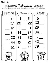 What Number Comes Before and After Worksheets
