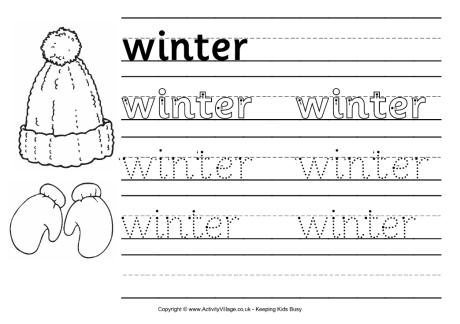 Winter Handwriting Worksheet