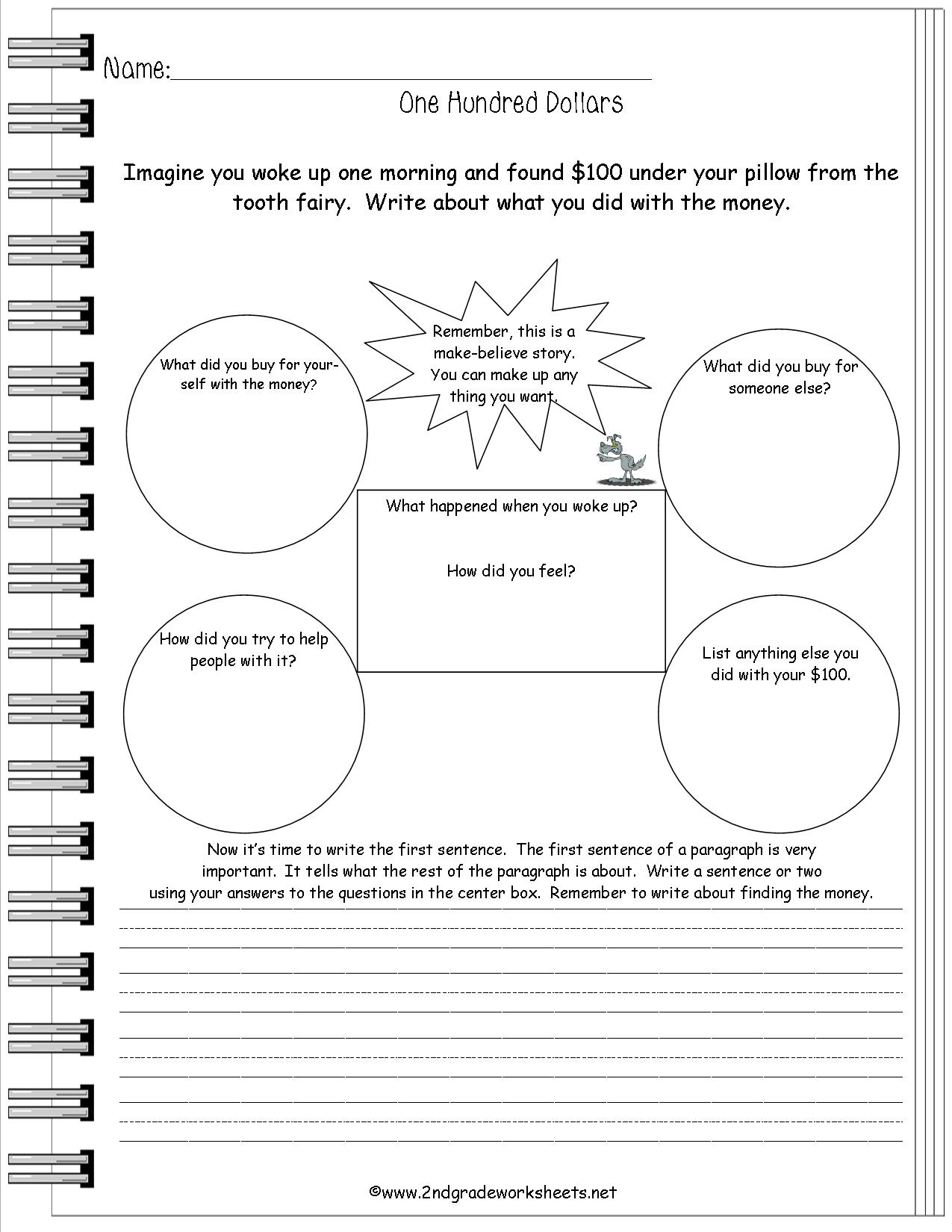 100th Day of School Writing Paper 100 Dollars