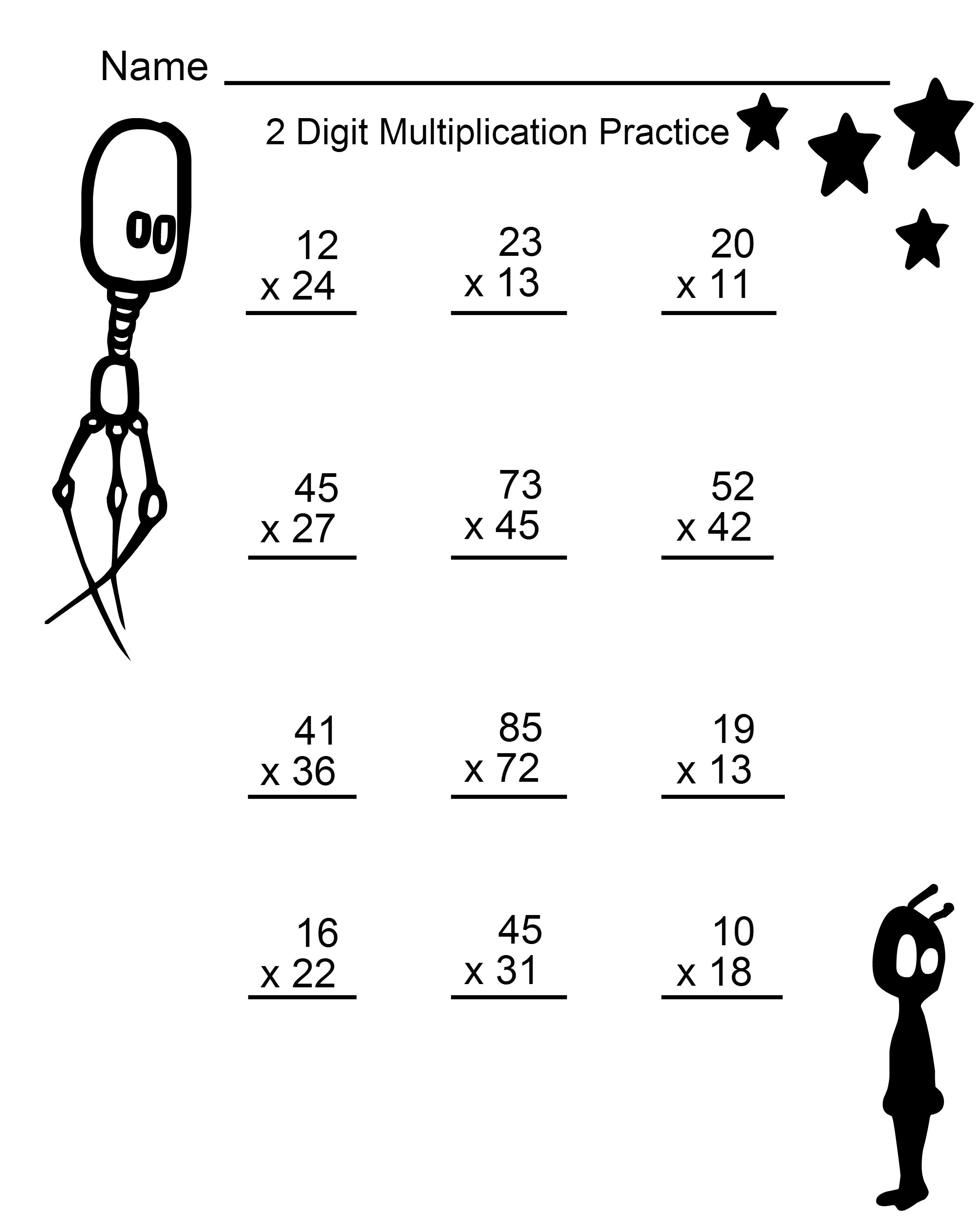 Multiplication homework worksheets