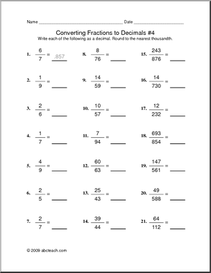 10 Best Images of High School Math Worksheets Printable Fractions - 8th
