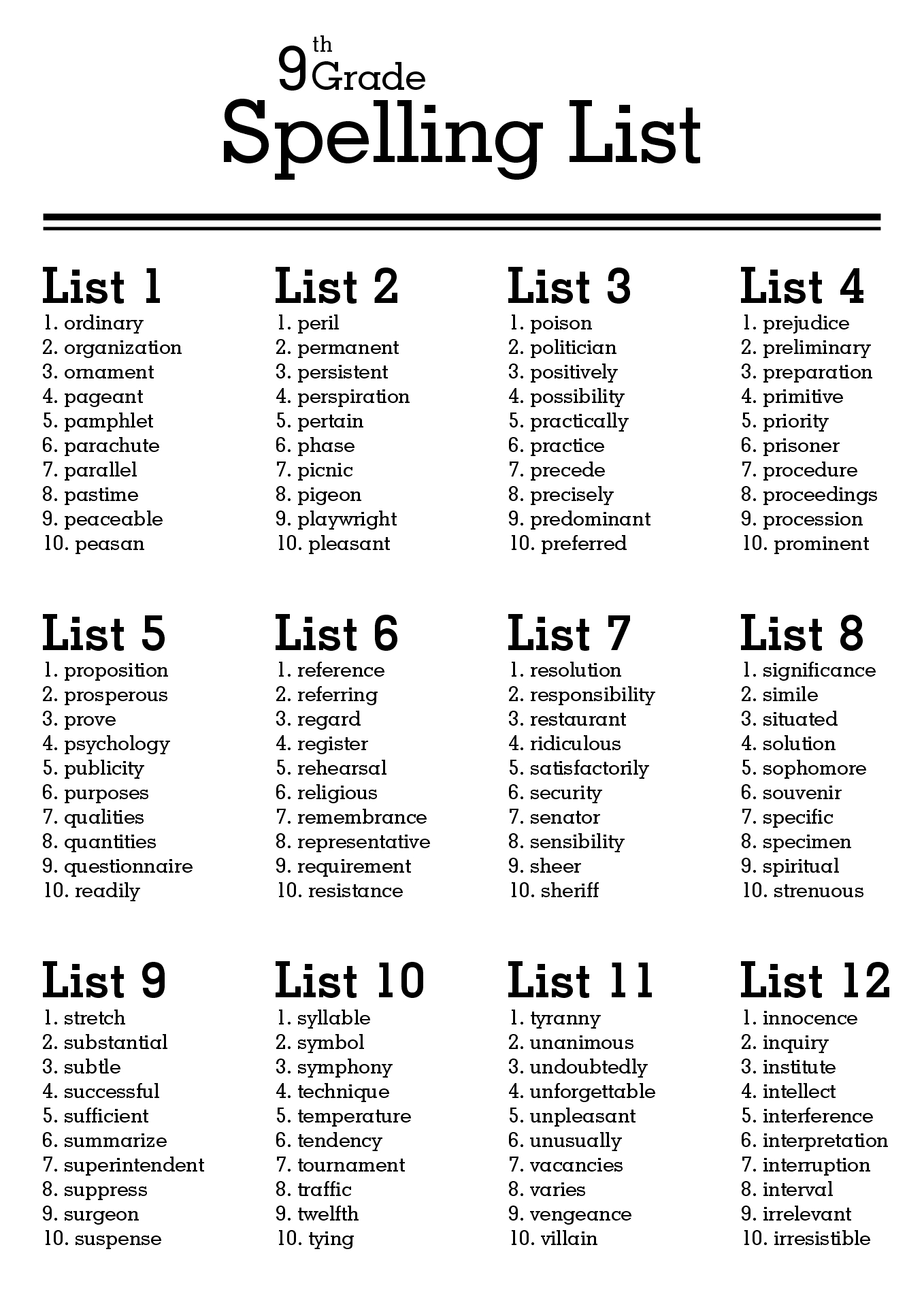 English Vocabulary Blank Worksheet 9th Grade